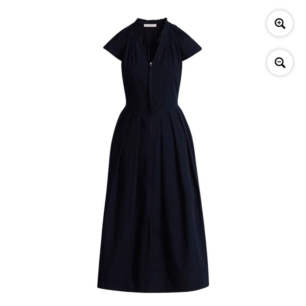 Nwt Free Assembly Women Zip Front Dress Navy Cotton maxi Flutter Sleeves - Picture 3 of 10